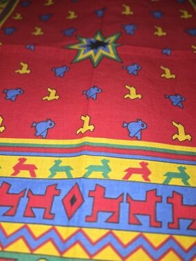 Aris Red Multicolor Patterned Cotton Scarf